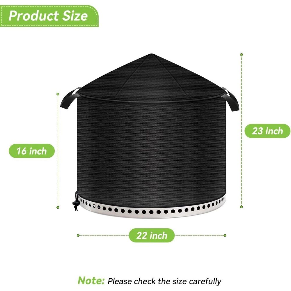 Heavy Duty Waterproof Round Fire Pit Cover for Solo Stove Bonfire- 22" D x 16" H - Picture 2 of 4